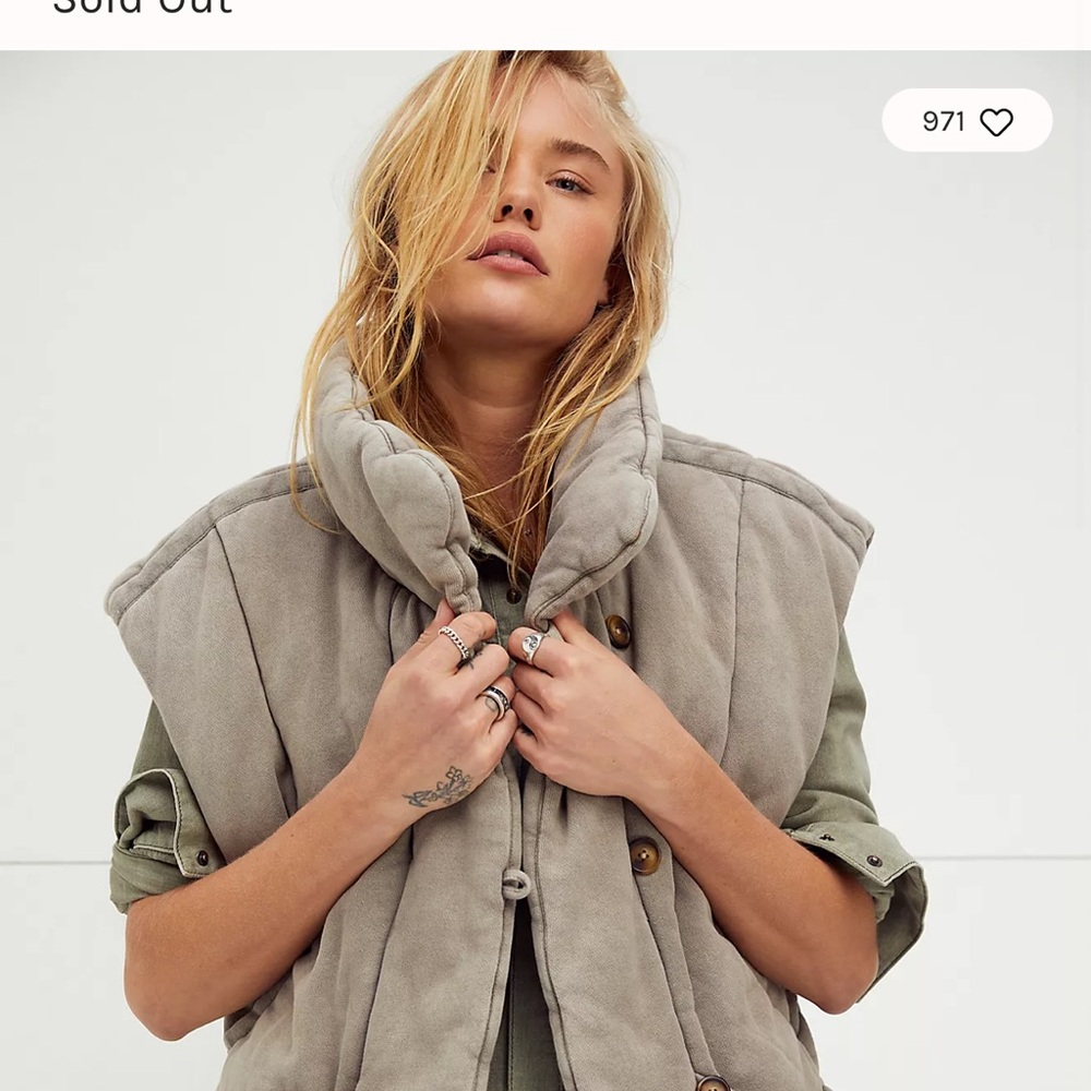 Free People Women's Taupe Quilted Vest